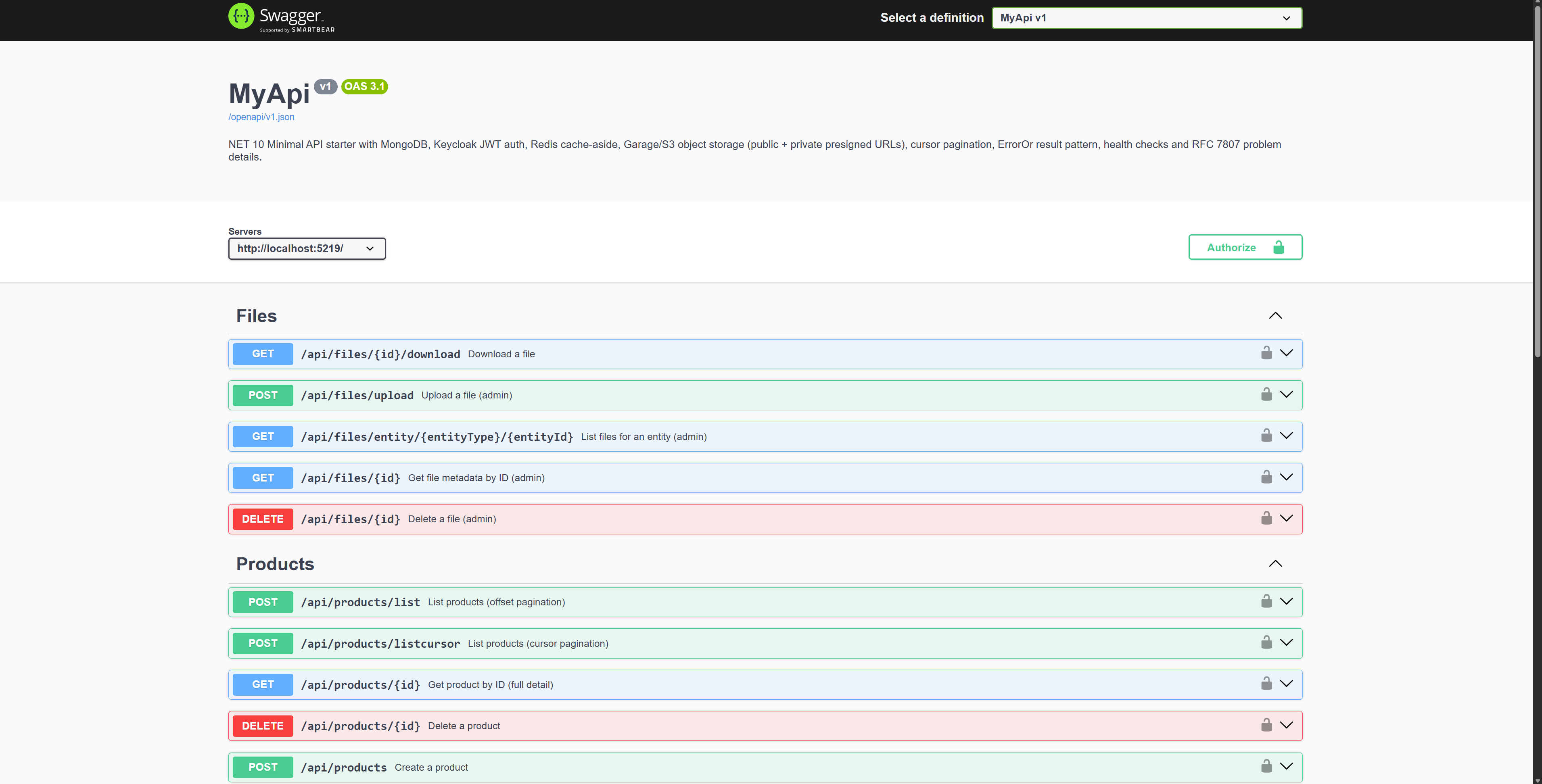 FenixKit Garage Kit - Swagger UI with file endpoints